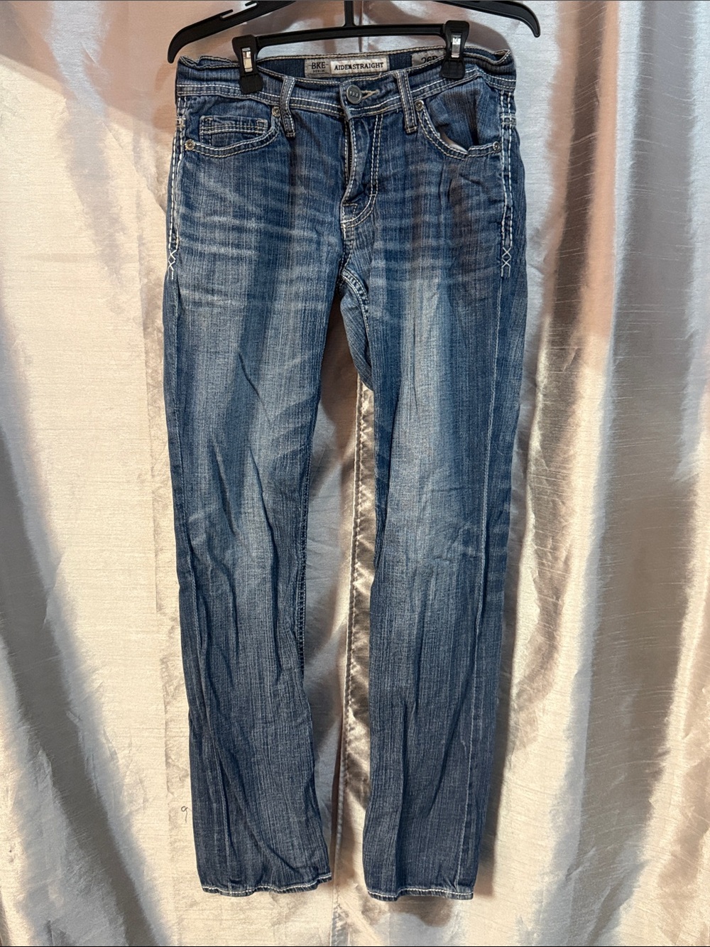 BKE Men's Slim Straight Jeans in Medium Blue Wash